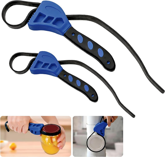 2-Pack Adjustable Rubber Strap Wrench Set – 8" & 6" Multifunctional Grip Tools